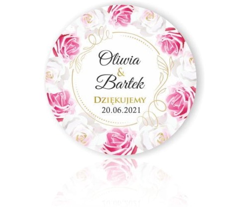 Magnes,  Podziękowania dla gości, białe i różowe kwiaty, róże