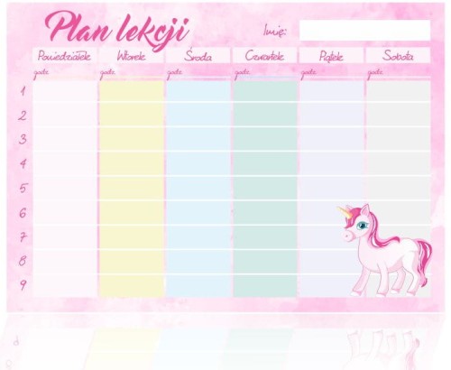 Plan lekcji, Kucyk, Magnetyczny plan lekcji PLA042