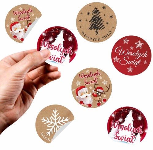 Naklejki Reklamowe Wesołych Świąt 110szt. Etykiety