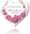 Magnesy serca jako podziękowania dla gości, Piękne róże na złotym tle