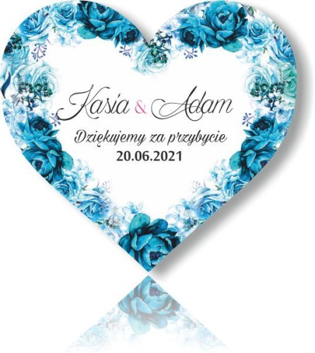 Magnes serce, Podziękowania dla gości, Wianek z niebieskich kwiatów, niebieskie róże
