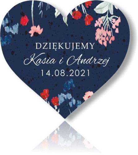 Młoda Para, Magnesy na lodówkę, Podziękowania dla gości, polne kwiaty na granatowym tle, akwarela.