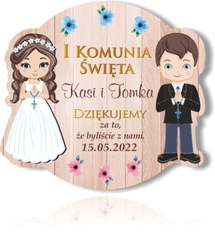 I Komunia, Magnes dla chłopca i dziewczynki , bliźniaki, Woreczek