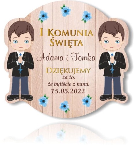 I Komunia, Magnes dla bliźniaków chłopców , bliźniaki,  Woreczek