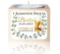 Drewniany świecznik naklejka, Świeczka, Komunia, Podziękowanie dla gości