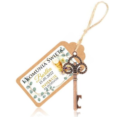 Klucz otwieracz, Brelok, Podziękowanie dla gości, Liście