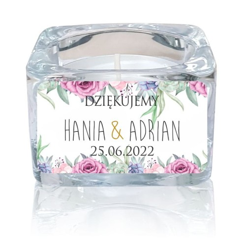 Świecznik szklany, Kwiaty, Podziękowanie dla gości, ŚLUB
