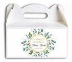 Pudełko na ciasto,  Podziękowania dla gości, Zielone liście, złoty okrąg CIAS504 