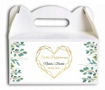 Pudełko na ciasto, Podziękowania dla gości, Zielone liście, złote serce CIAS604