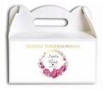 Pudełko na ciasto, Podziękowania dla gości, Purpurowe róże, złoty pierścień CIAS506