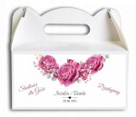 Pudełko na ciasto, Podziękowania dla gości, Purpurowe róże, złoty pierścień CIAS606
