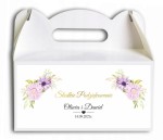 Pudełko na ciasto, Podziękowania dla gości, Gerbery, fioletowe i różowe kwiaty KOL508 