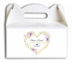 Pudełko na ciasto, Podziękowania dla gości, Gerbery, fioletowe i różowe kwiaty KOL608