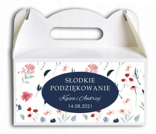 Pudełko na ciasto, Podziękowania dla gości, polne kwiaty, akwarelowe kwiaty CIAS521