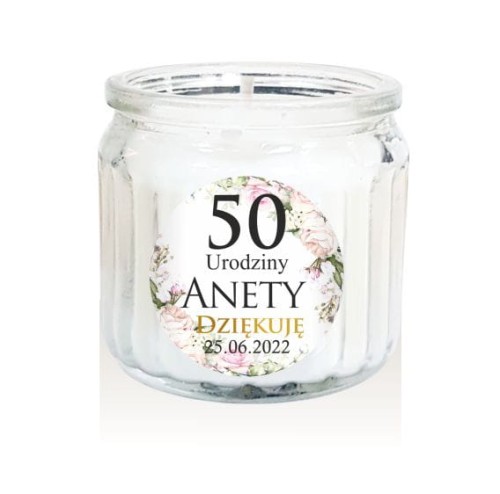 50 urodziny, osiemnastka, świeczki, świeczniki, podziękowanie dla gości