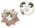 Naklejki personalizowne 50 szt. 4x4cm, Podziękowania dla gości, Tropikalne liście, Monstera