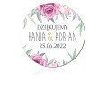 Naklejki personalizowne 50 szt. 4x4cm, Podziękowania dla gości, Kwiaty, Róże