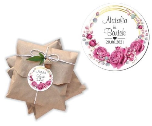 Naklejki personalizowne 50 szt. 4x4cm, Róże