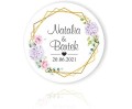 Naklejki personalizowne 50 szt. 4x4cm, Liliowe kwiatki