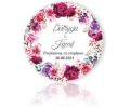 Naklejki personalizowne 50 szt. 4x4cm, Wianek, Różowe róże