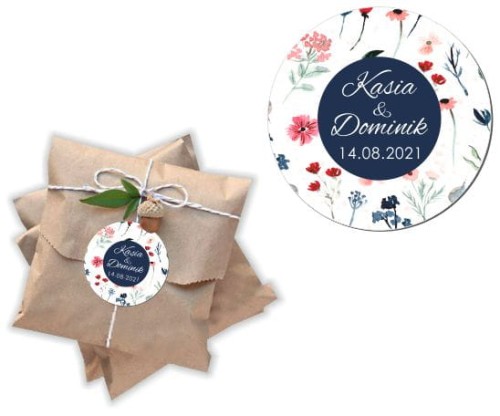Naklejki personalizowne 50 szt. 4x4cm, Polne kwiaty