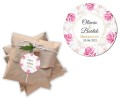 Naklejki personalizowne 50 szt. 4x4cm, Białe i różowe róże