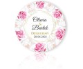 Naklejki personalizowne 50 szt. 4x4cm, Białe i różowe róże