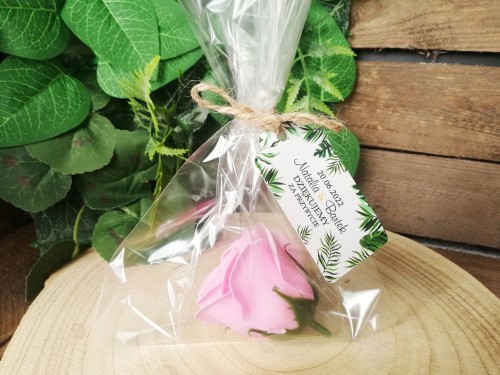 Róża mydlana, zawieszka Tropikalne liście, Monstera, podziękowanie dla gości weselnych