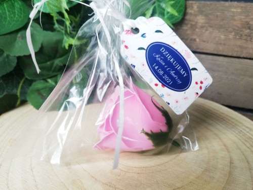 Róża mydlana z woreczkiem, zawieszka polne kwiaty, podziękowanie