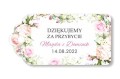 Zawieszka, bilecik z podziękowaniem dla gości weselnych w jasne, pastelowe róże.