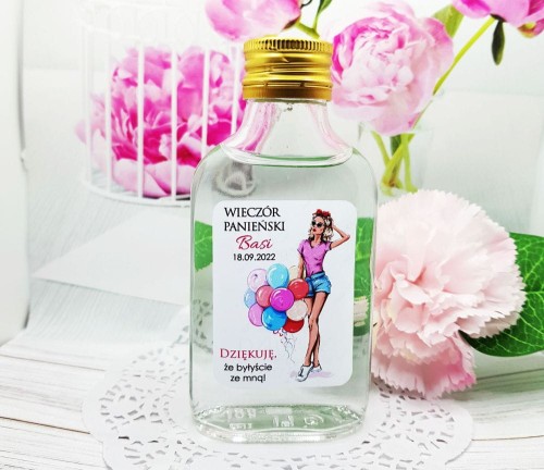 Butelka 100ml z naklejką na wieczorek panieński z podziekowaniem
