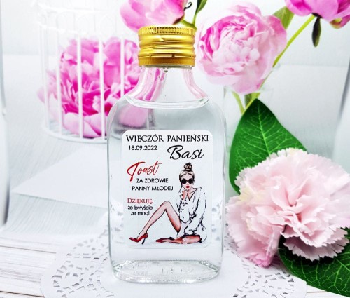 Butelka 100ml z naklejką na wieczorek panieński z podziękowaniem