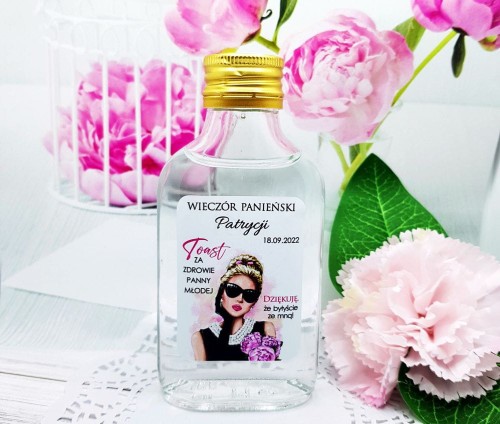 Butelka 100ml z naklejką na wieczorek panieński z podziękowaniem