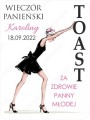 Etykieta na wieczór panieński, dziewczyna z balonami, toast za zdrowie panny młodej