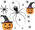 Naklejki Halloween, ozdoby na okno, Pająki, Dynia
