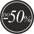 Naklejka" Do- 50%" na witrynę, szybę, Czarna naklejka rabat