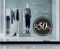 Naklejka" Do- 50%" na witrynę, szybę, Czarna naklejka rabat