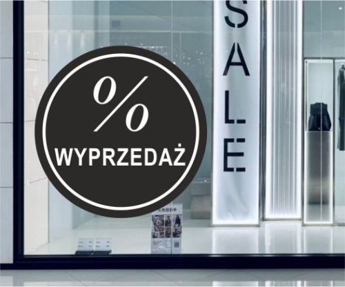 Naklejka" WYPRZEDAŻ" na witrynę, szybę