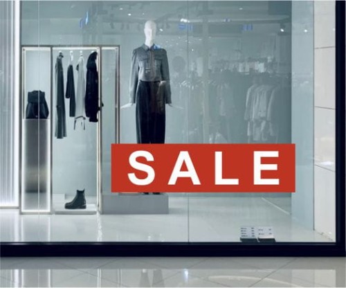 Naklejka "SALE" na witrynę, szybę