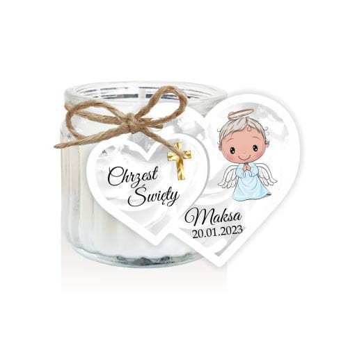 Świeca zapachowa, Podziękowanie dla gości na Chrzest, Świeczka, niebieski Aniołek