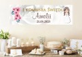 Baner plakat powitalny biały na komunię dla dziewczynki szatynki 706