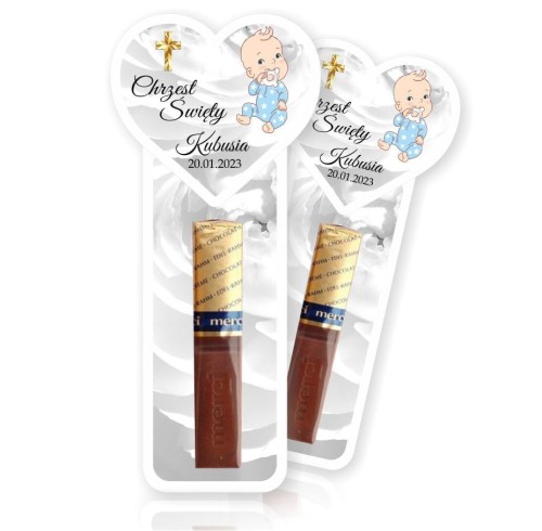 Podkładki na czekoladki dla gości na Chrzest Święty, Wzór dla chłopca