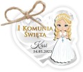 Papierowa zawieszka do prezentów na komunię, Dziewczynka blond