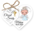 Papierowa zawieszka do prezentów na Chrzest z aniołkiem