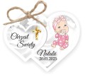 Papierowa zawieszka do prezentów na Chrzest z dziewczynką