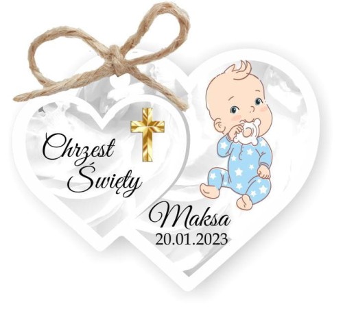 Papierowa zawieszka do prezentów na Chrzest z chłopcem