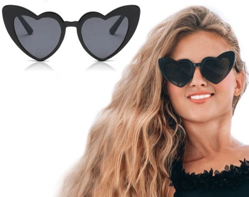 CZARNE okulary w kształcie serca