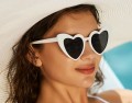 BIAŁE okulary w kształcie serca, okulary w stylu Retro