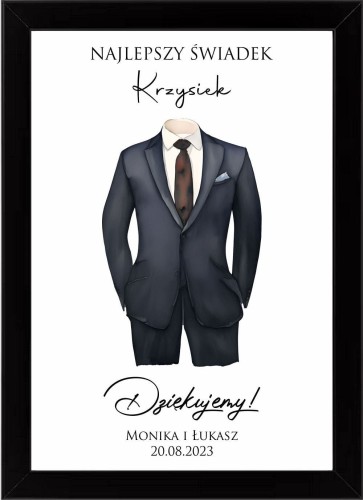 Podziękowanie dla świadka, prezent dla świadka plakat w ramce, najlepszy świadek