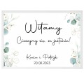 Tablica powitalna na ślub i wesele 50x70cm gałązka eukaliptusa